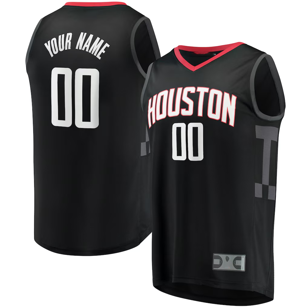 RedF Custom H.Rockets Black Fast Break Replica Stitched Jerseys- Statement Edition