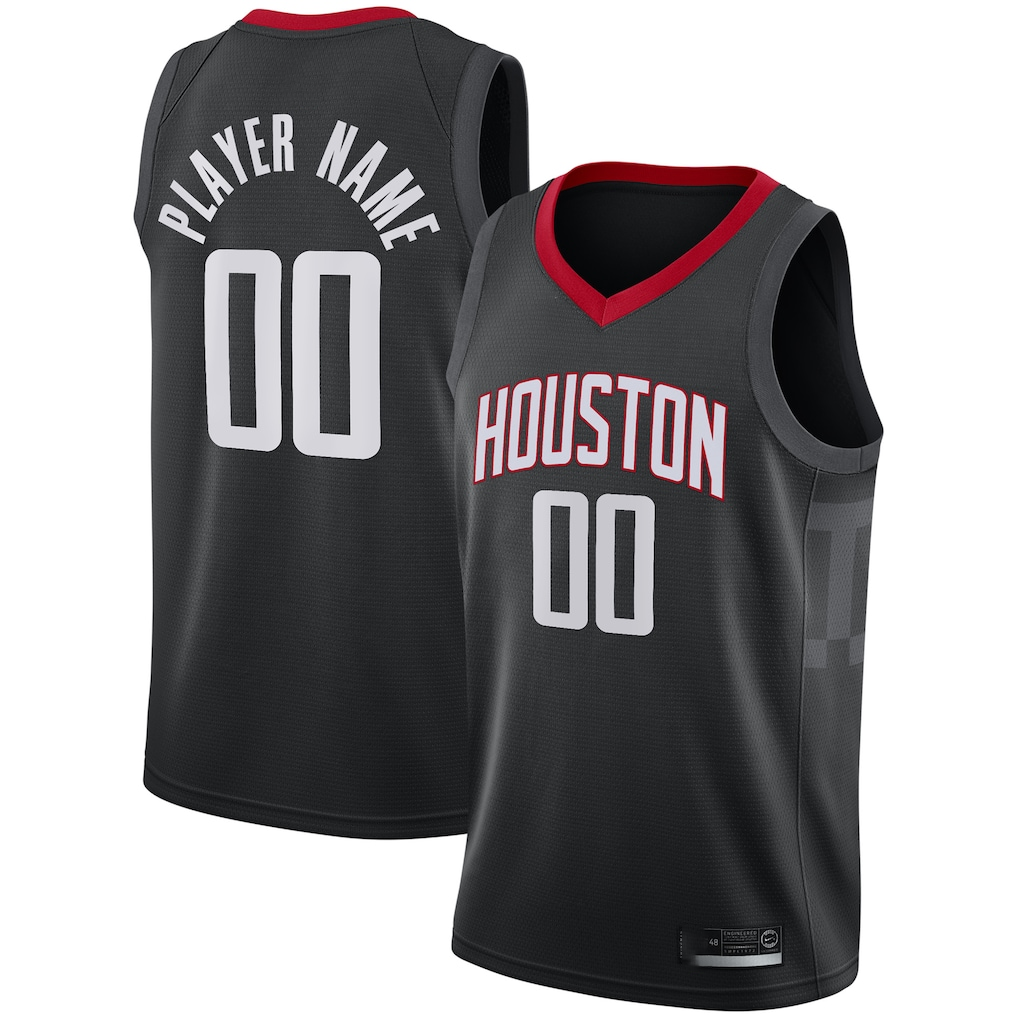 RedF Custom H.Rockets Black Swingman Stitched Jerseys- Statement Edition
