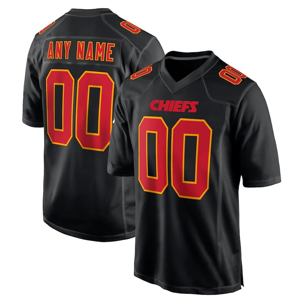 RedF Custom KC.Chiefs Black Fashion Home Game Any Name & Numbers Stitched Jerseys