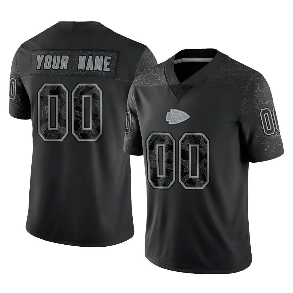 RedF Custom KC.Chiefs Black Limited Reflective Game Any Name & Numbers Stitched Jerseys