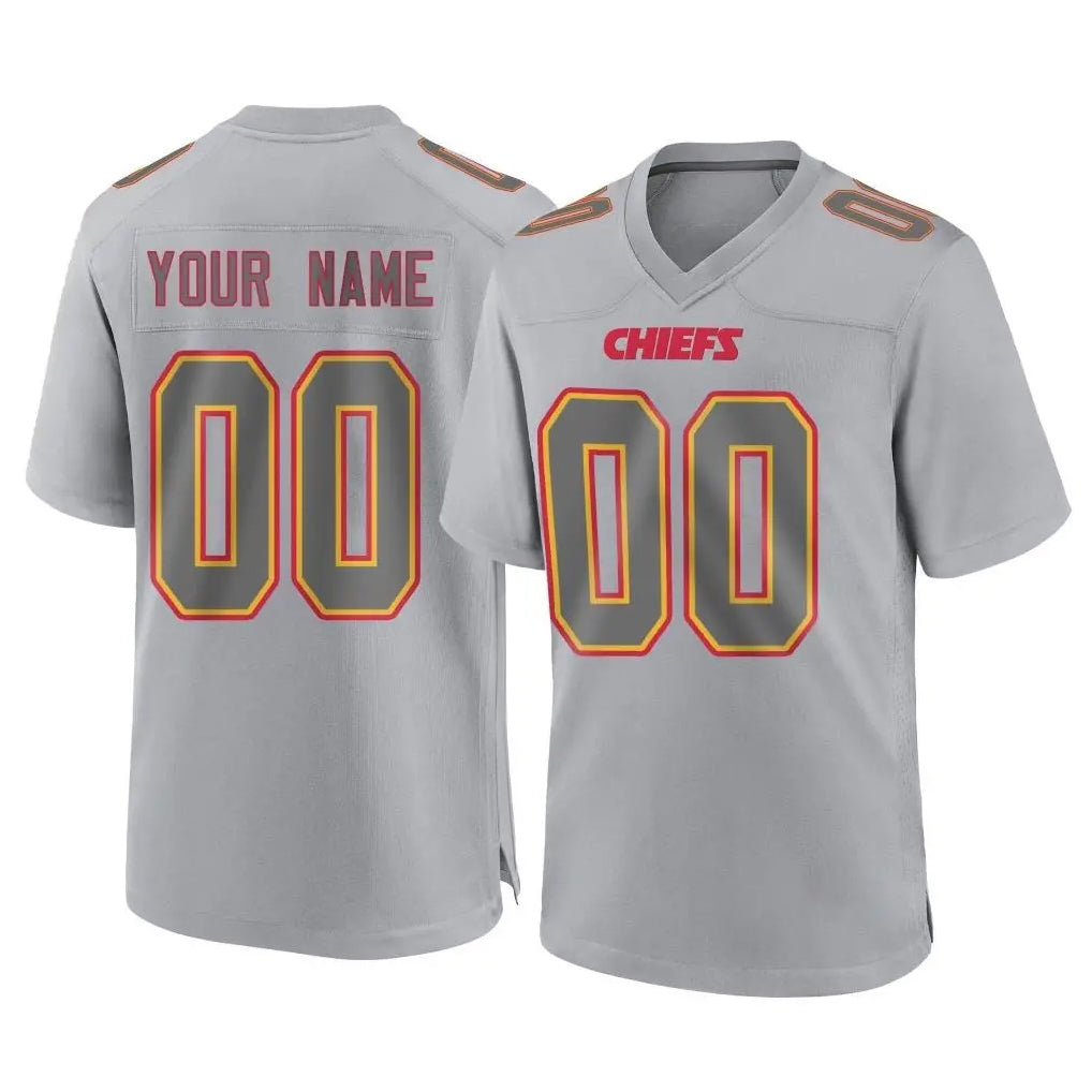 RedF Custom KC.Chiefs Gray Atmosphere Fashion Game Any Name & Numbers Stitched Jerseys