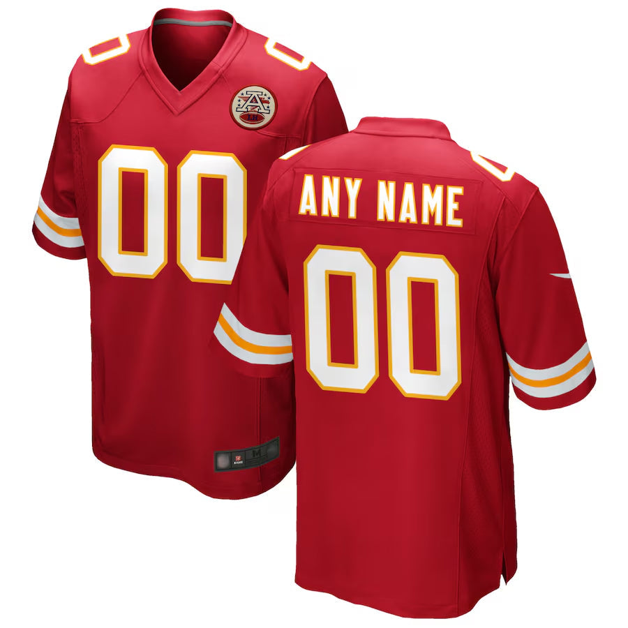 RedF Custom KC.Chiefs Red Replica Game Stitched Jerseys