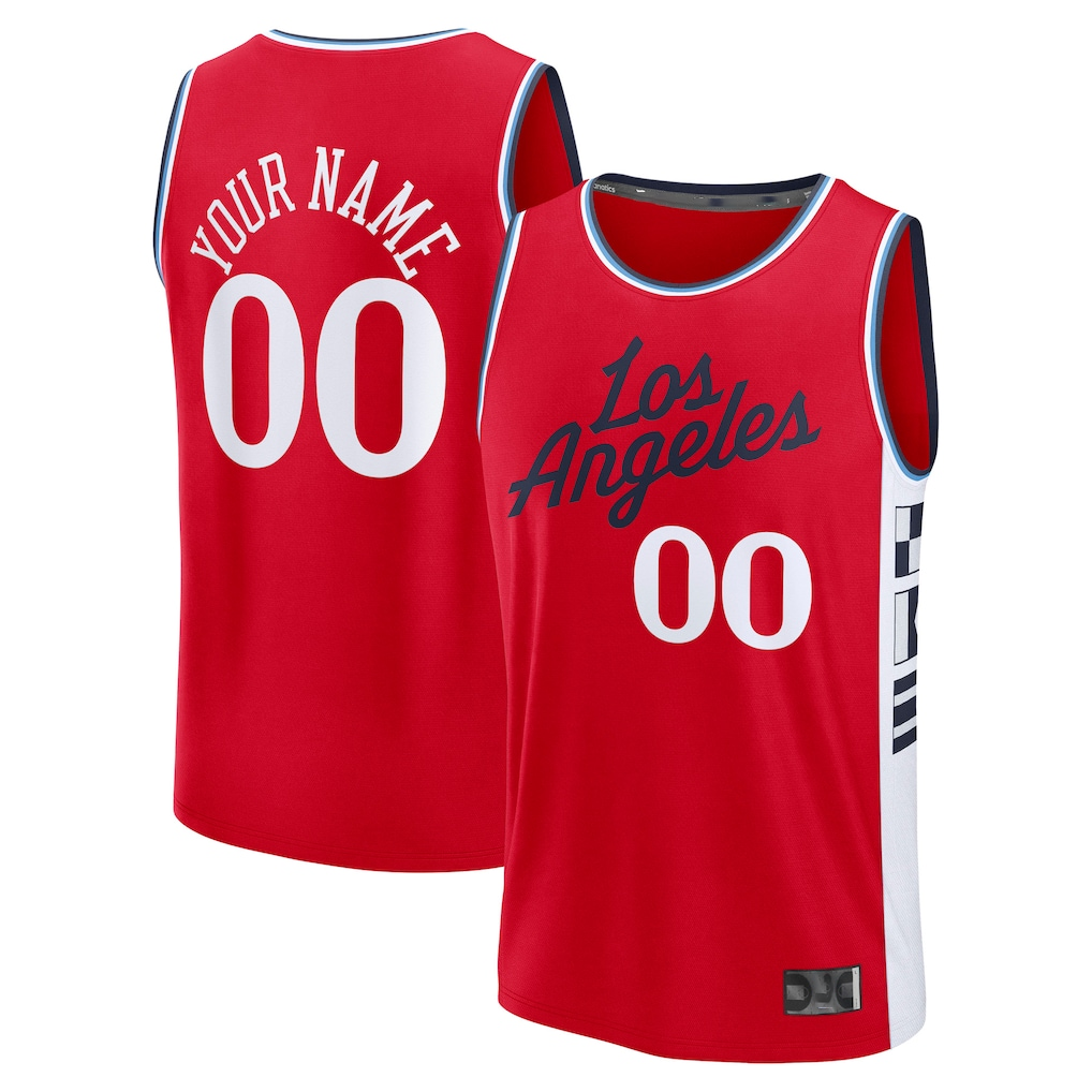 RedF Custom L.Clippers Red Fast Break Stitched Jerseys- Statement Edition