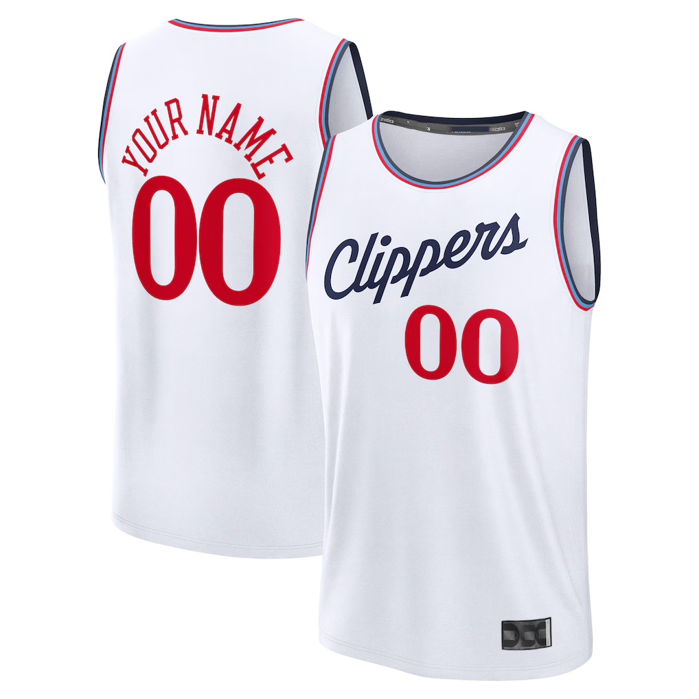 RedF Custom L.Clippers White Fast Break Stitched Jerseys- Association Edition