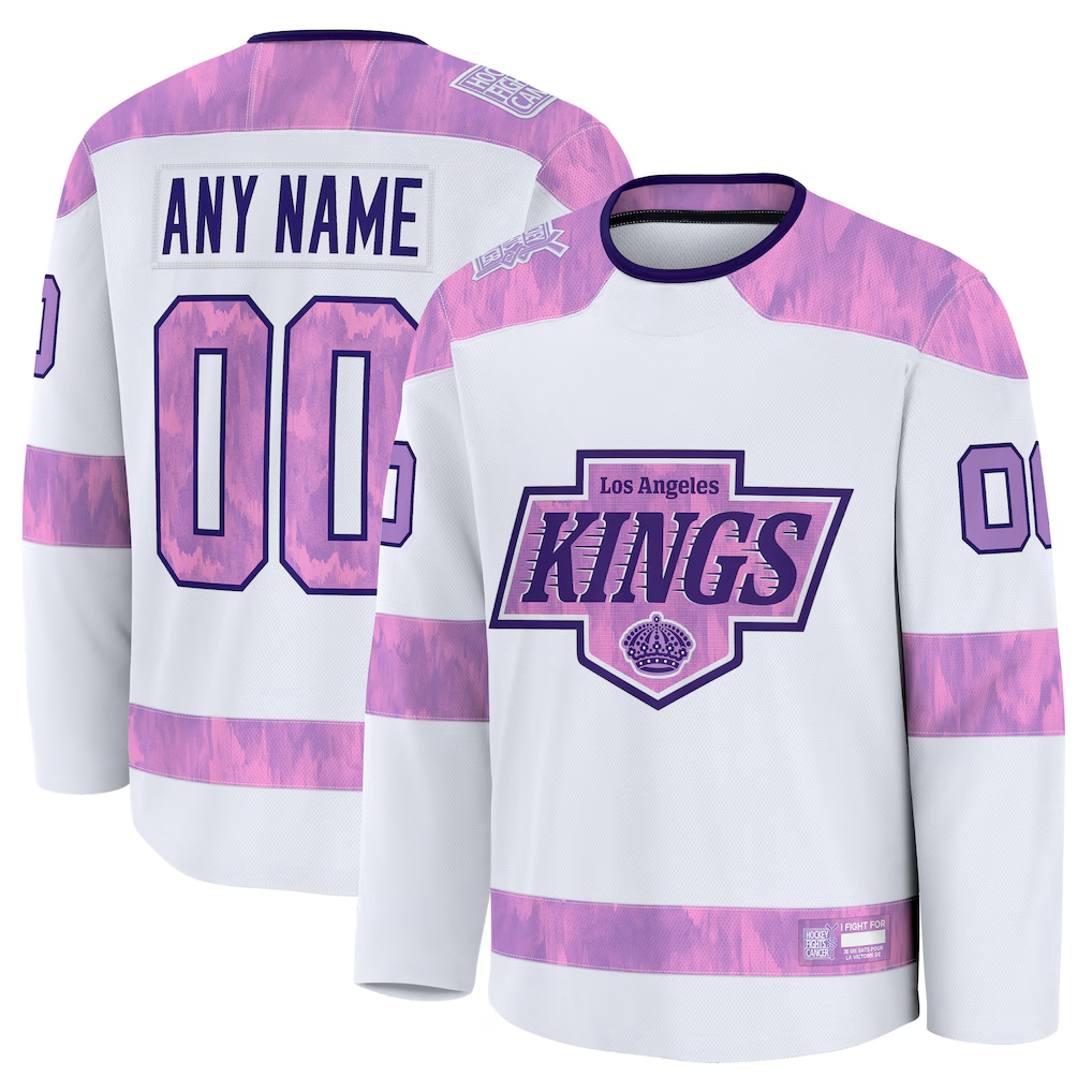RedF Custom LA.Kings White 2024 Hockey Fights Cancer Practice Jerseys