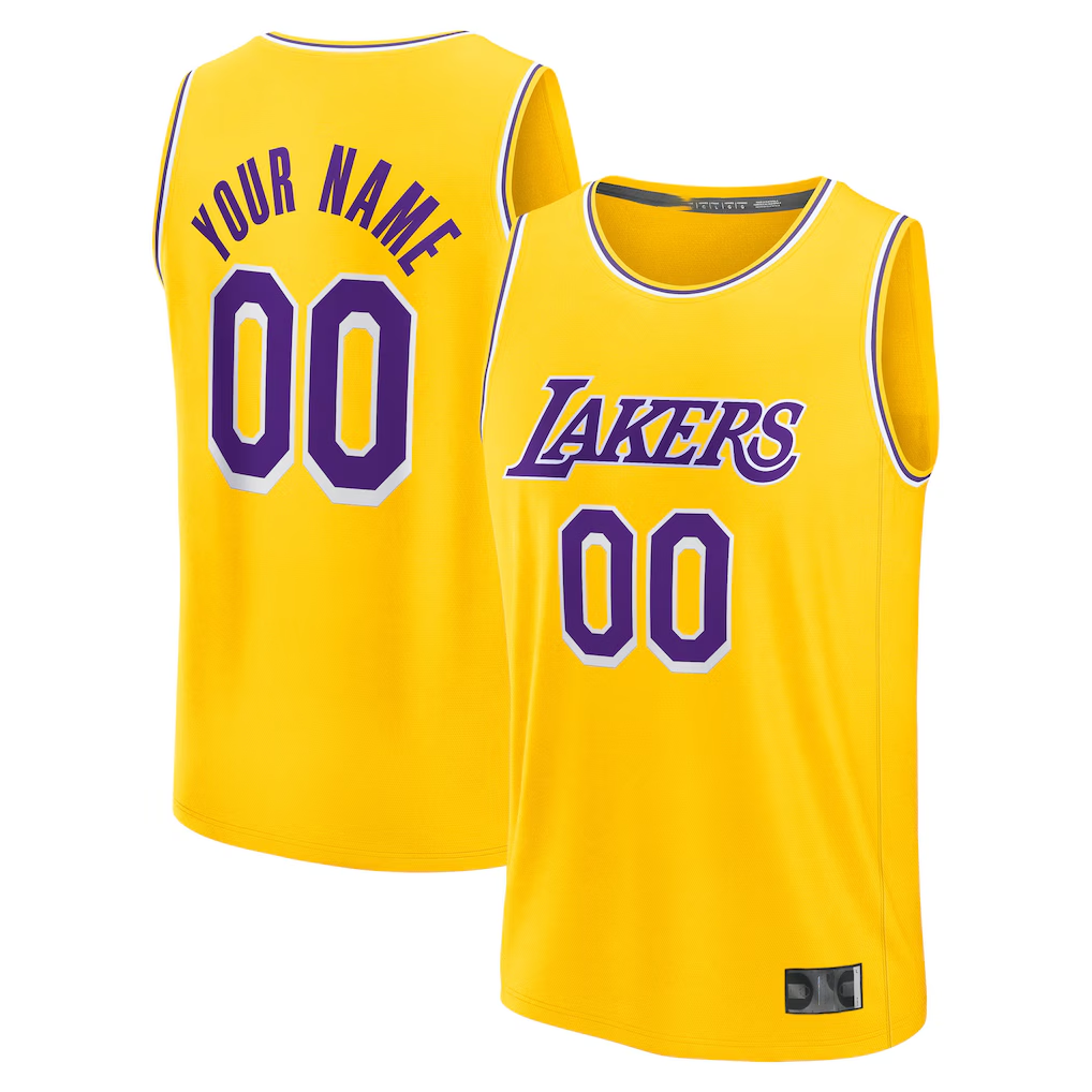 RedF Custom LA.Lakers Gold Fast Break Stitched Jerseys - Icon Edition