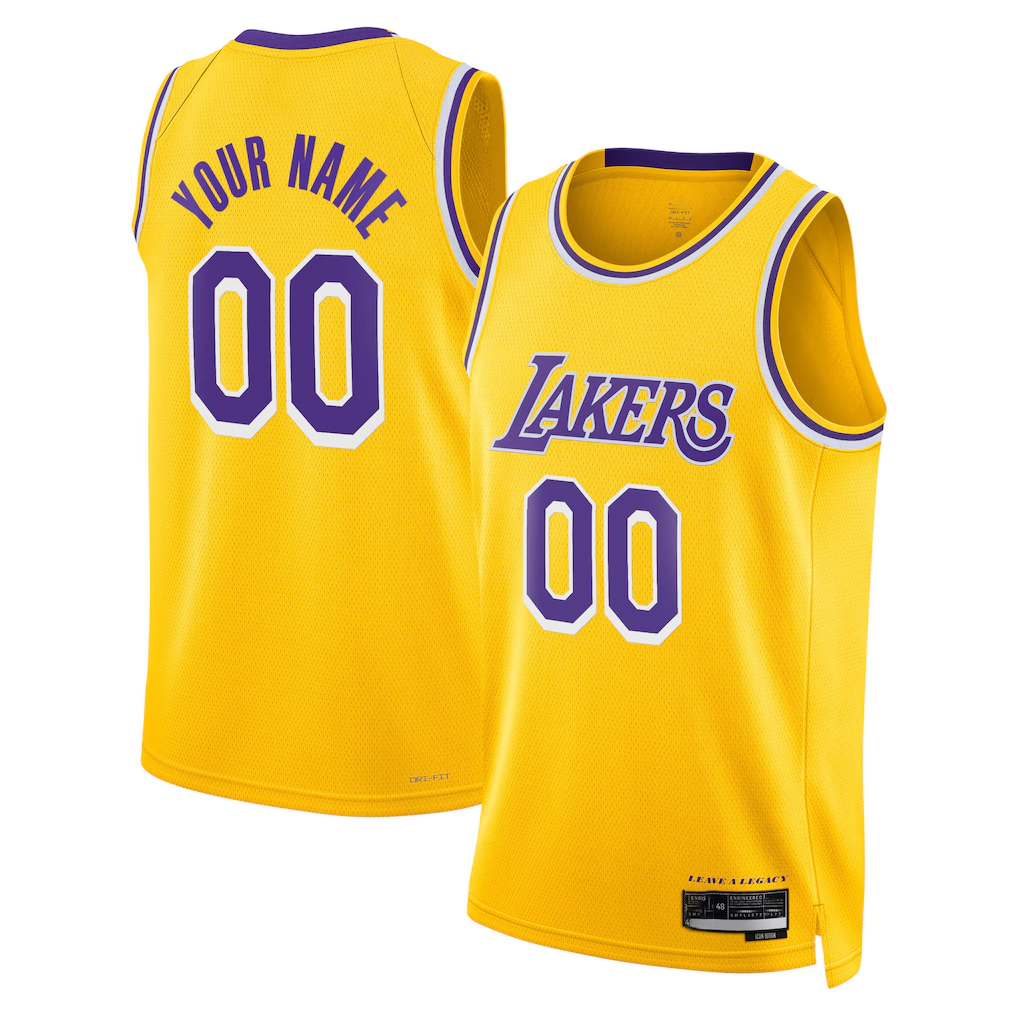 RedF Custom LA.Lakers Gold Swingman Stitched Jerseys - Icon Edition