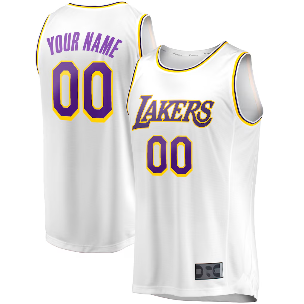RedF Custom LA.Lakers White Fast Break Replica Stitched Jerseys - Association Edition