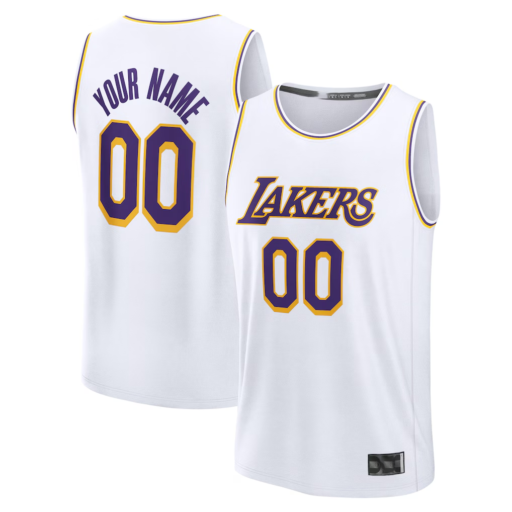 RedF Custom LA.Lakers White Fast Break Replica Stitched Jerseys - Association Edition