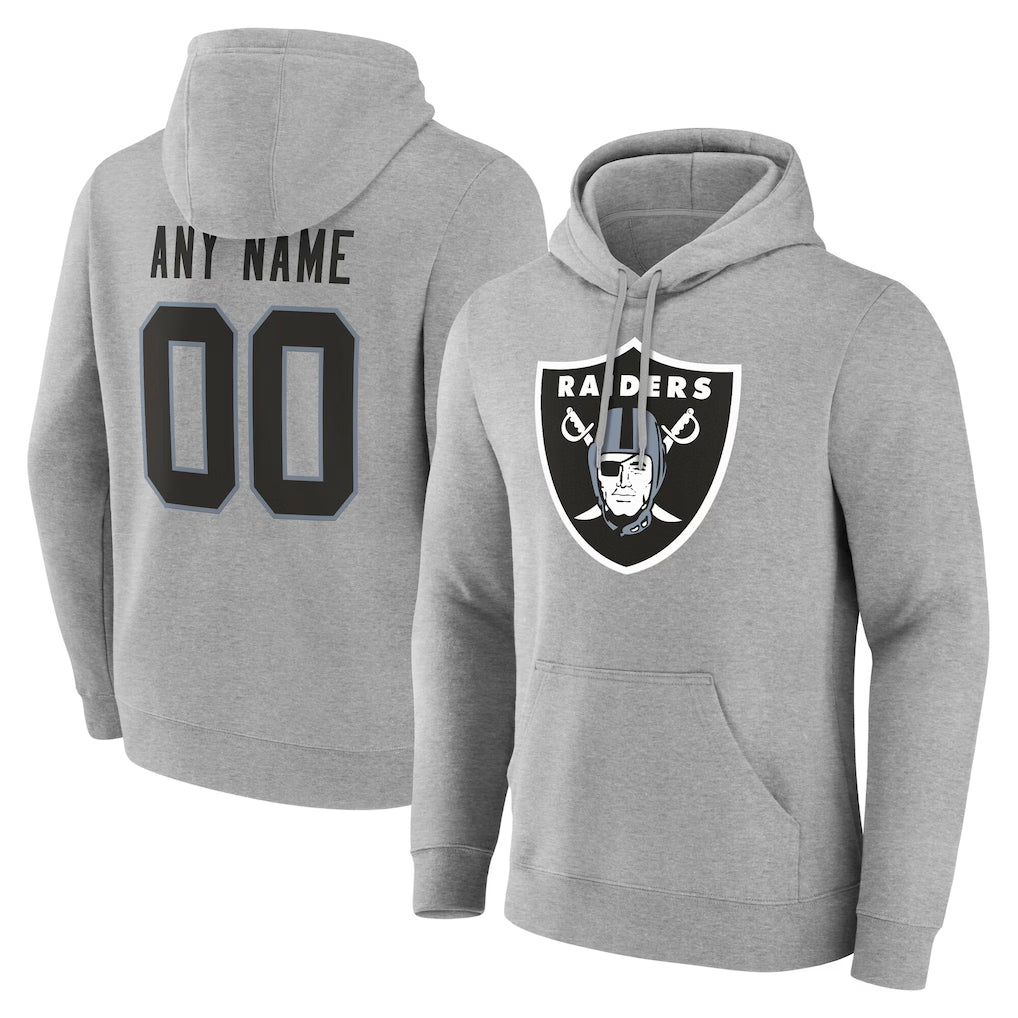 RedF Custom LV.Raiders Gray LOGO Pullover Hoodies Home Game Any Name & Numbers Stitched Jerseys