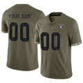 RedF Custom LV.Raiders  Salute To Service Olive Stitched Jerseys