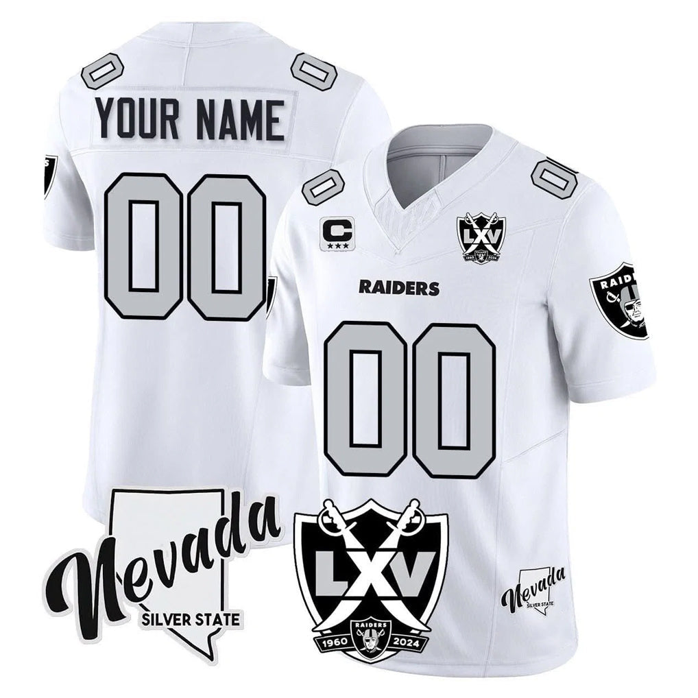 RedF Custom LV.Raiders White 2026 Vapor Limited 65th Anniversary Home Game Any Name & Numbers Stitched Jerseys