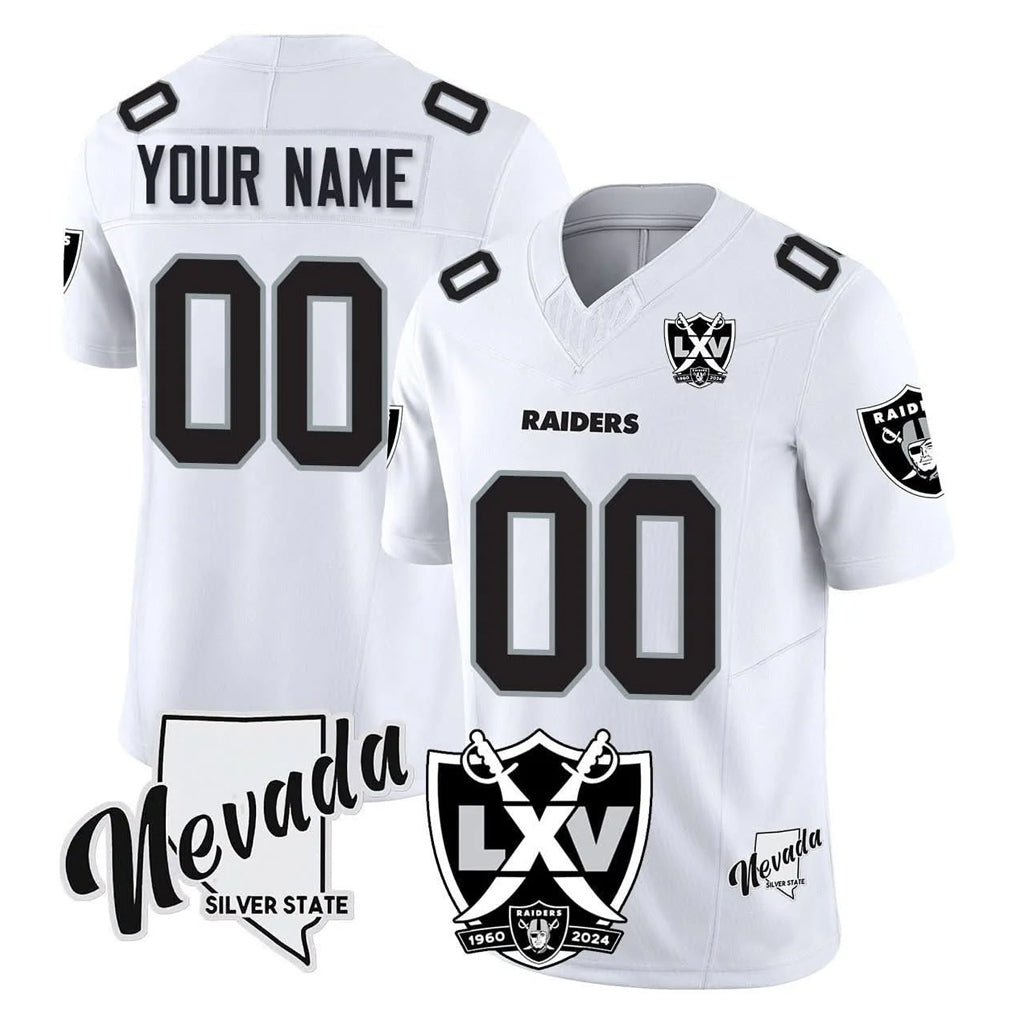 RedF Custom LV.Raiders White 65th Anniversary Vapor Limited Home Game Any Name & Numbers Stitched Jerseys