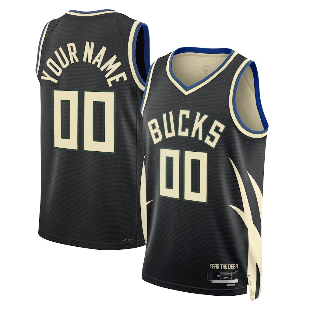 RedFS Custom M.Bucks Black 202223 Swingman Jerseys - Statement Edition