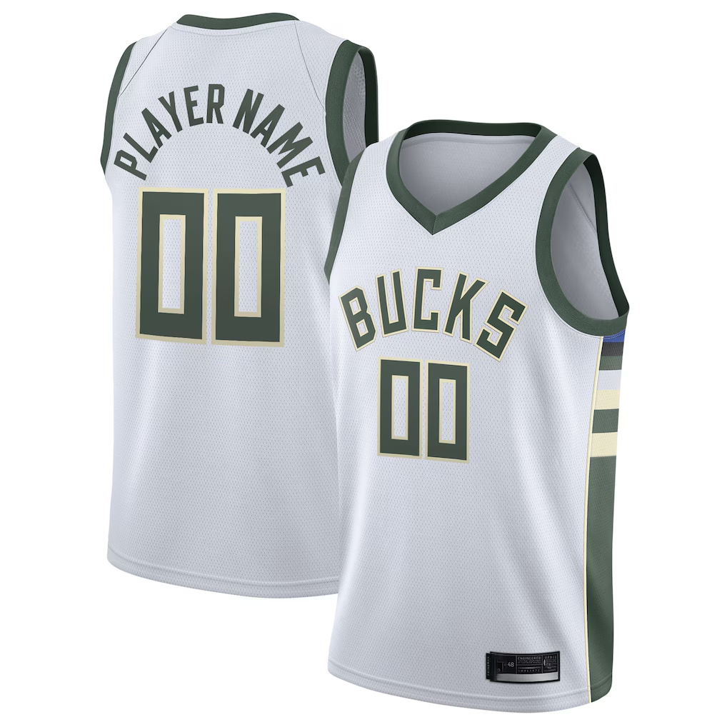 RedFS Custom M.Bucks White 202021 Swingman Custom Jerseys - Association Edition