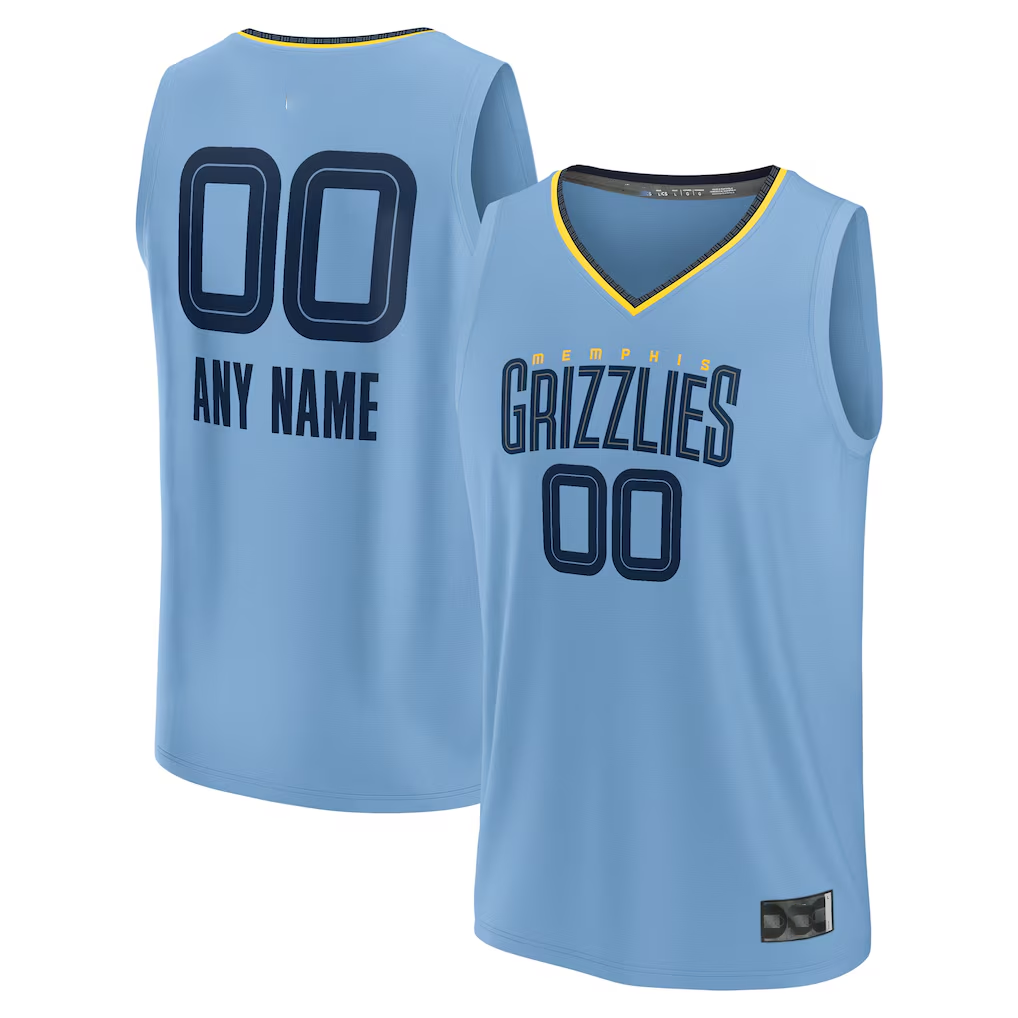 RedF Custom M.Grizzlies Light Blue Fast Break Stitched Jerseys- Statement Edition