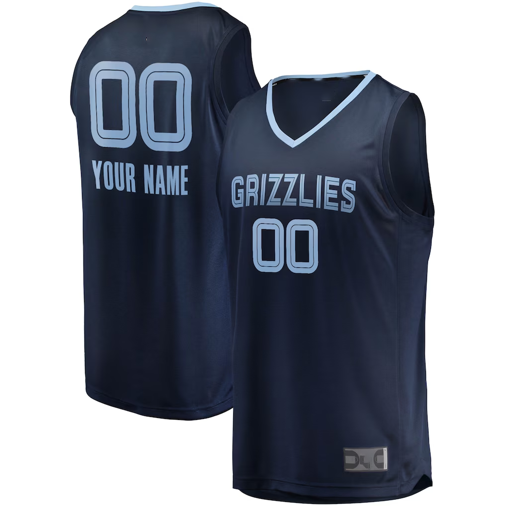 RedF Custom M.Grizzlies Navy Fast Break Replica Stitched Jerseys - Icon Edition