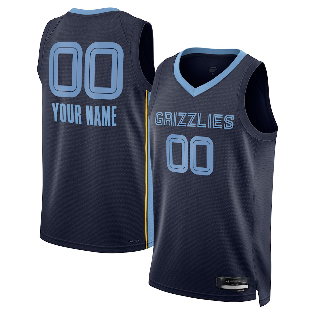 RedF Custom M.Grizzlies Navy Swingman Stitched Jerseys- Icon Edition
