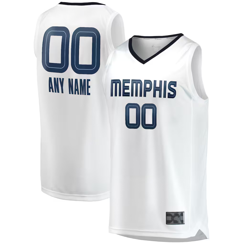RedF Custom M.Grizzlies White Fast Break Replica Stitched Jerseys- Association Edition