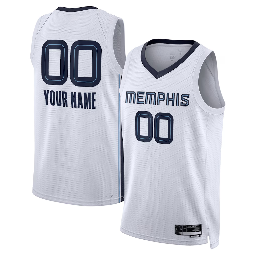 RedF Custom M.Grizzlies White Swingman Stitched Jerseys- Association Edition