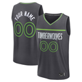 RedF Custom M.Timberwolves Anthracite Fast Break Stitched Jerseys- Icon Edition