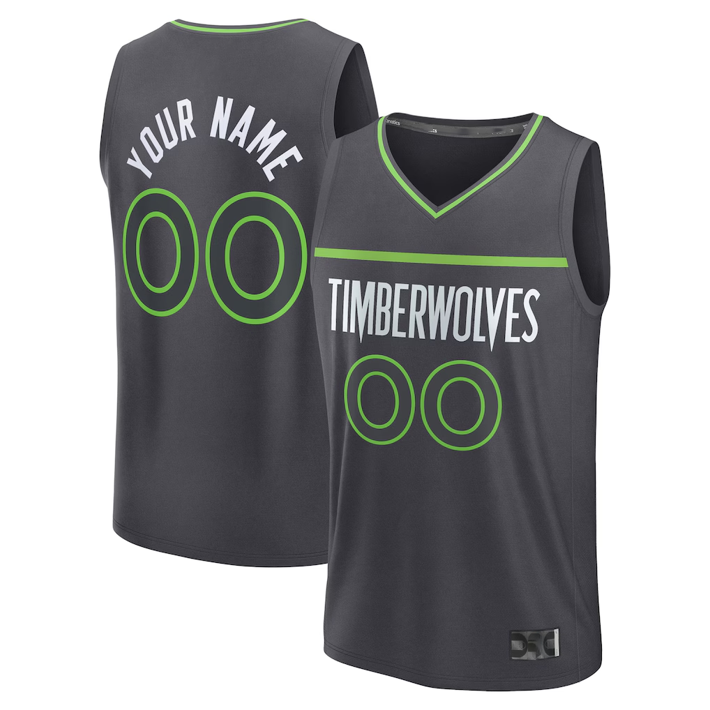 RedF Custom M.Timberwolves Anthracite Fast Break Stitched Jerseys- Icon Edition