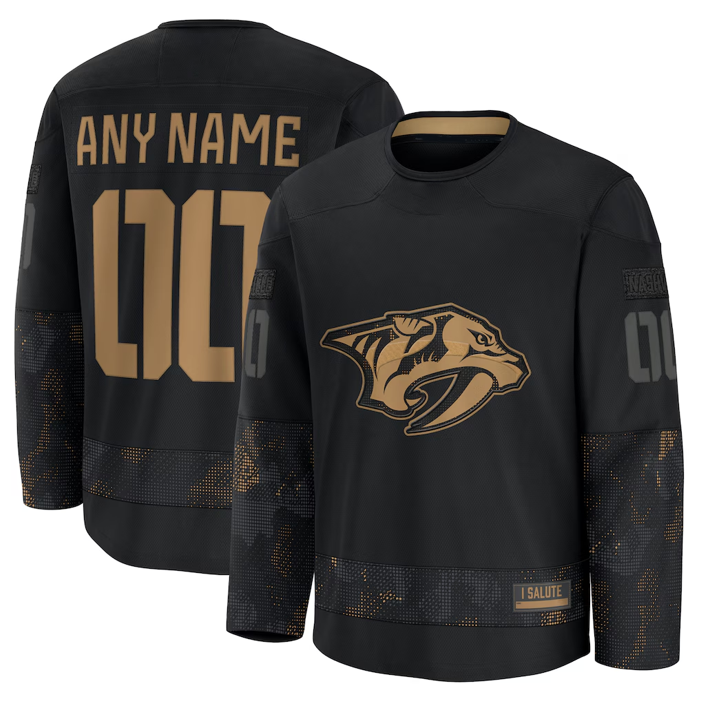 RedF Custom N.Predators Black 2024 Military Appreciation Practice Jerseys