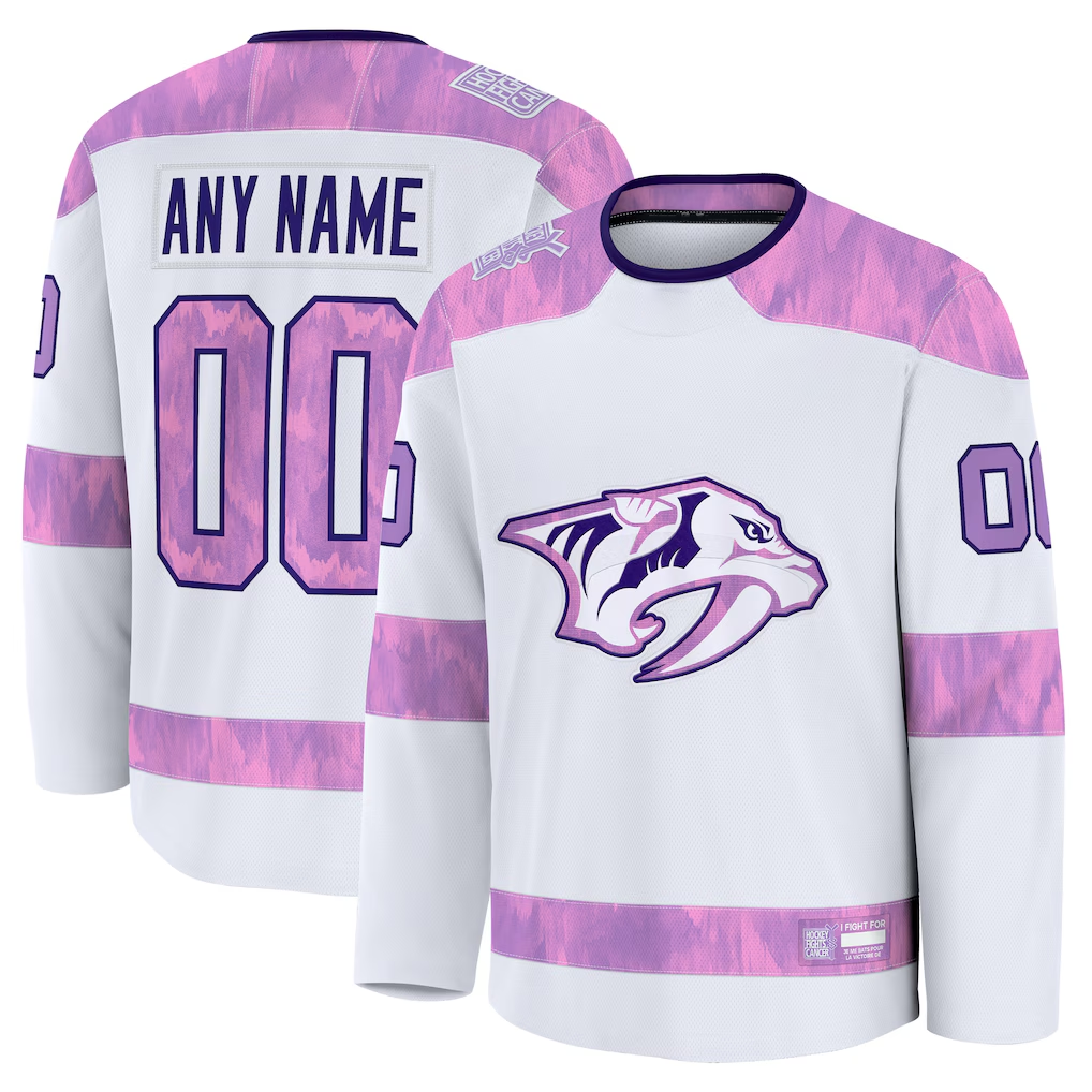 RedF Custom N.Predators White 2024 Hockey Fights Cancer Practice Jerseys