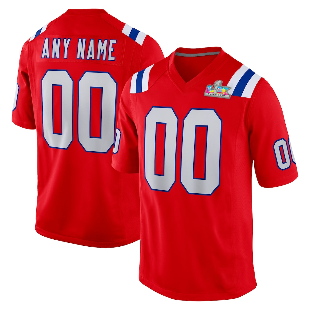 RedF Custom NE.Patriots  Red Super Bowl LX Patch Game Jersey Stitched Jerseys