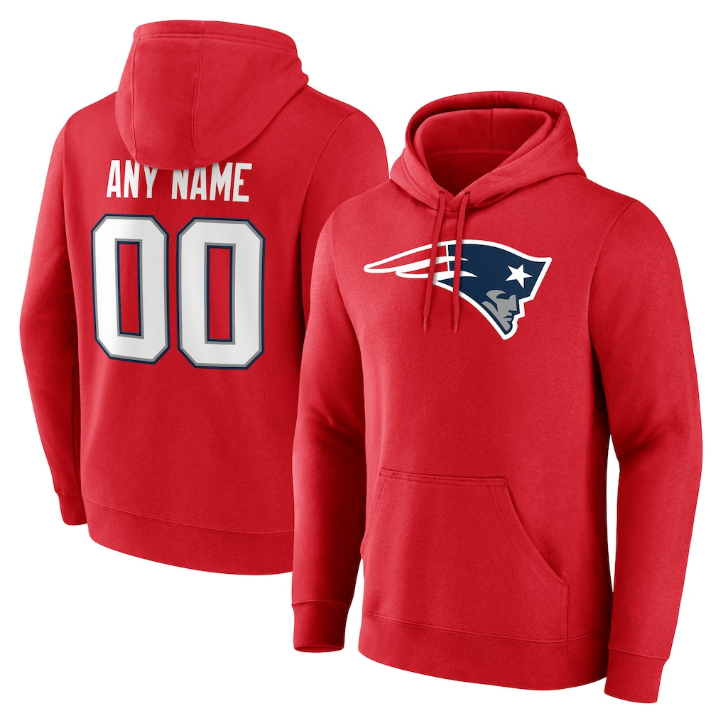RedF Custom NE.Patriots Red Team Authentic Personalized Name & Number Hoodie Stitched Jerseys