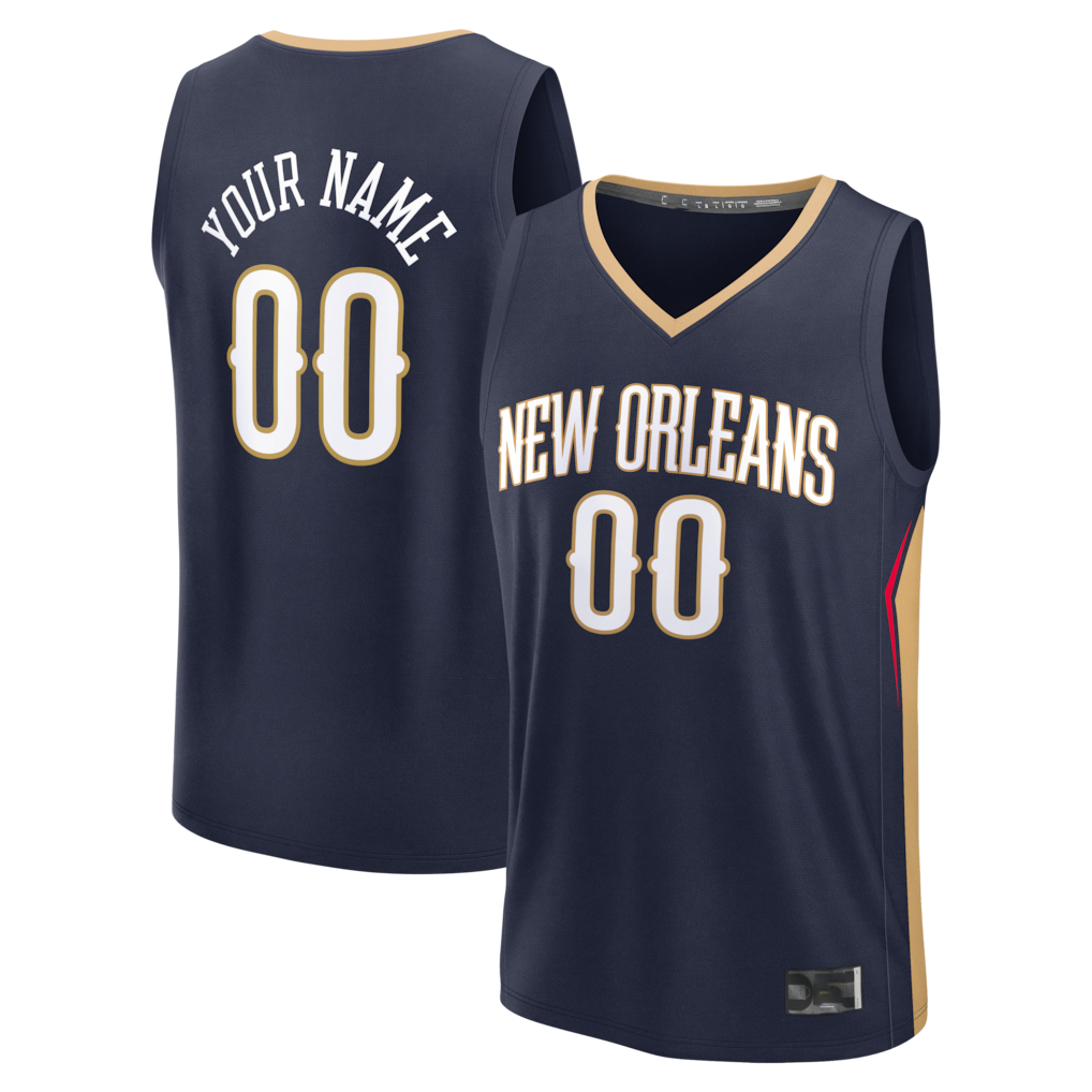 RedF Custom NO.Pelicans Navy Fast Break Stitched Jerseys- Icon Edition
