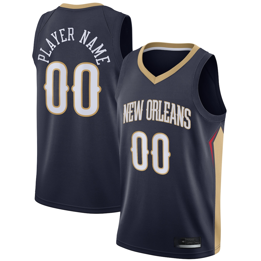RedF Custom NO.Pelicans Navy Swingman Stitched Jerseys- Icon Edition