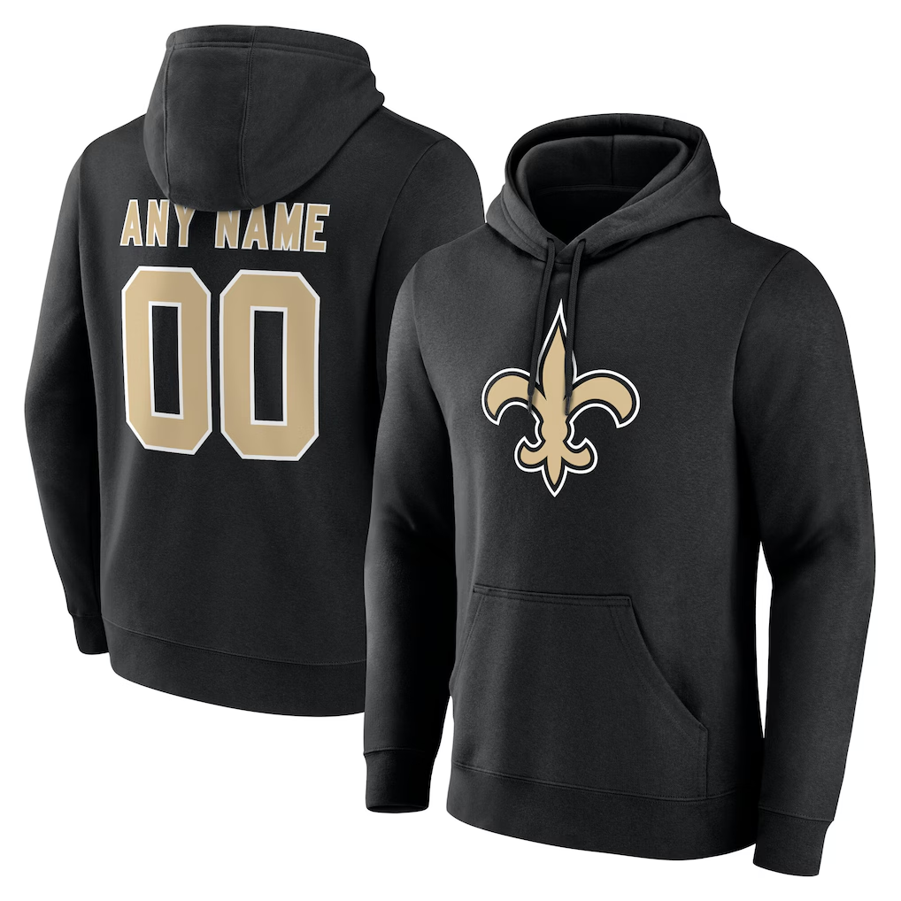 RedF Custom NO.Saints Black Team Authentic Personalized Name & Number Hoodie Stitched Jerseys