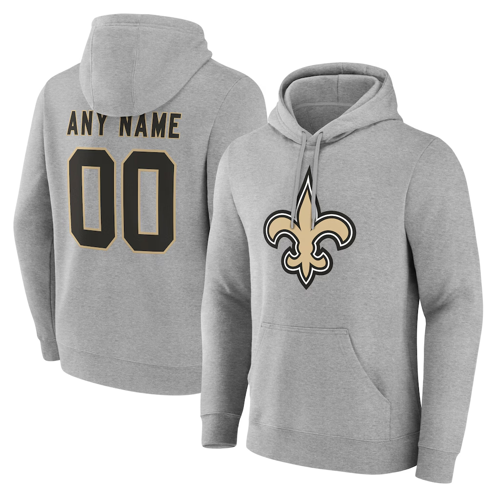 RedF Custom NO.Saints Gray Team Authentic Personalized Name & Number Hoodie Stitched Jerseys