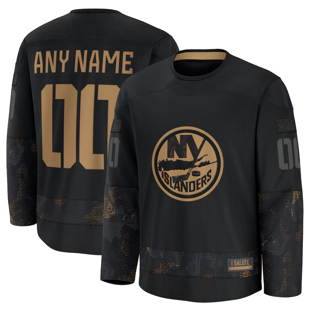 RedF Custom NY.Islanders Black 2024 Military Appreciation Practice Jerseys