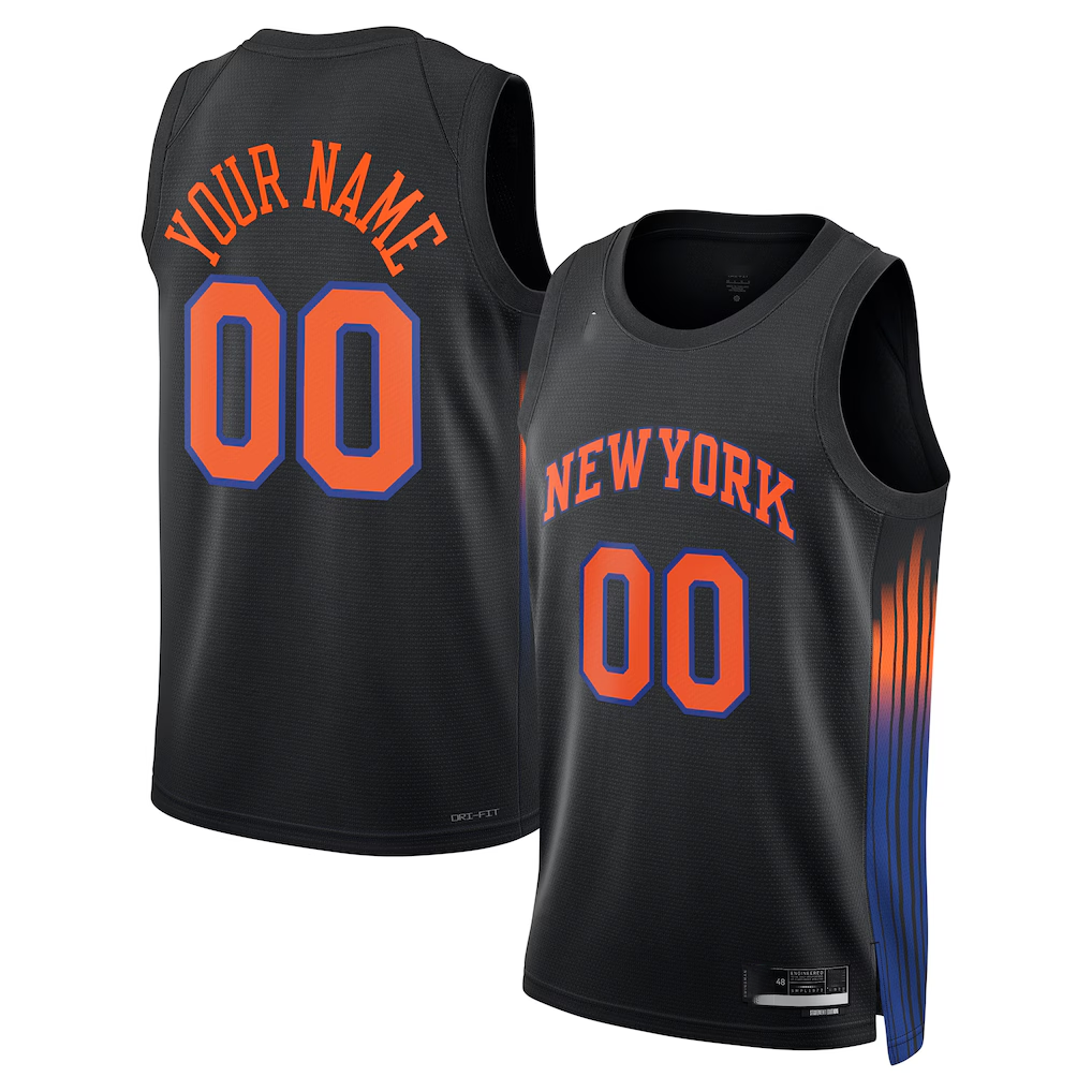 RedF Custom NY.Knicks Black Swingman Jerseys - Statement Edition