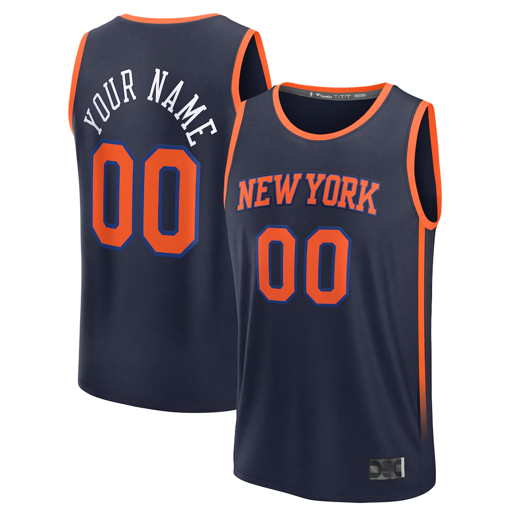 RedF Custom NY.Knicks Navy Fast Break Jerseys - Statement Edition