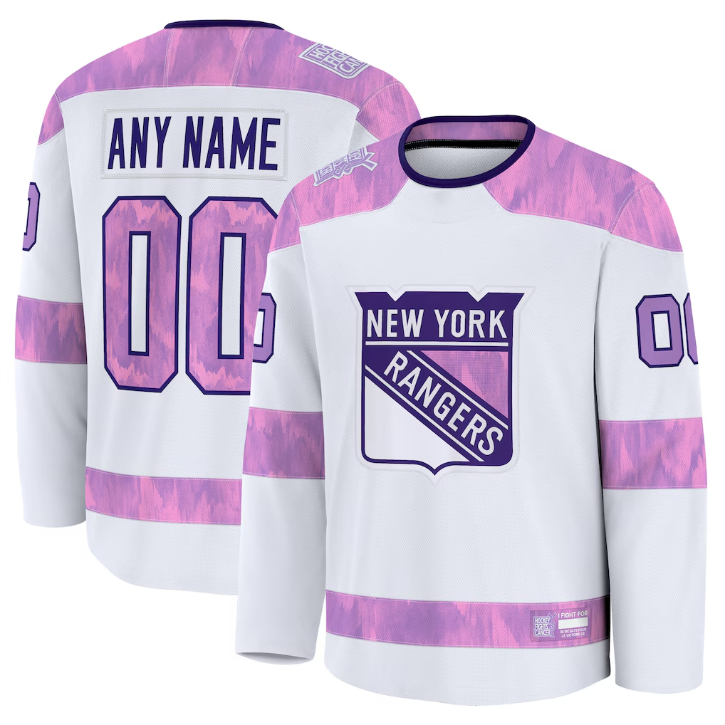 RedF Custom NY.Rangers White 2024 Hockey Fights Cancer Practice Jerseys