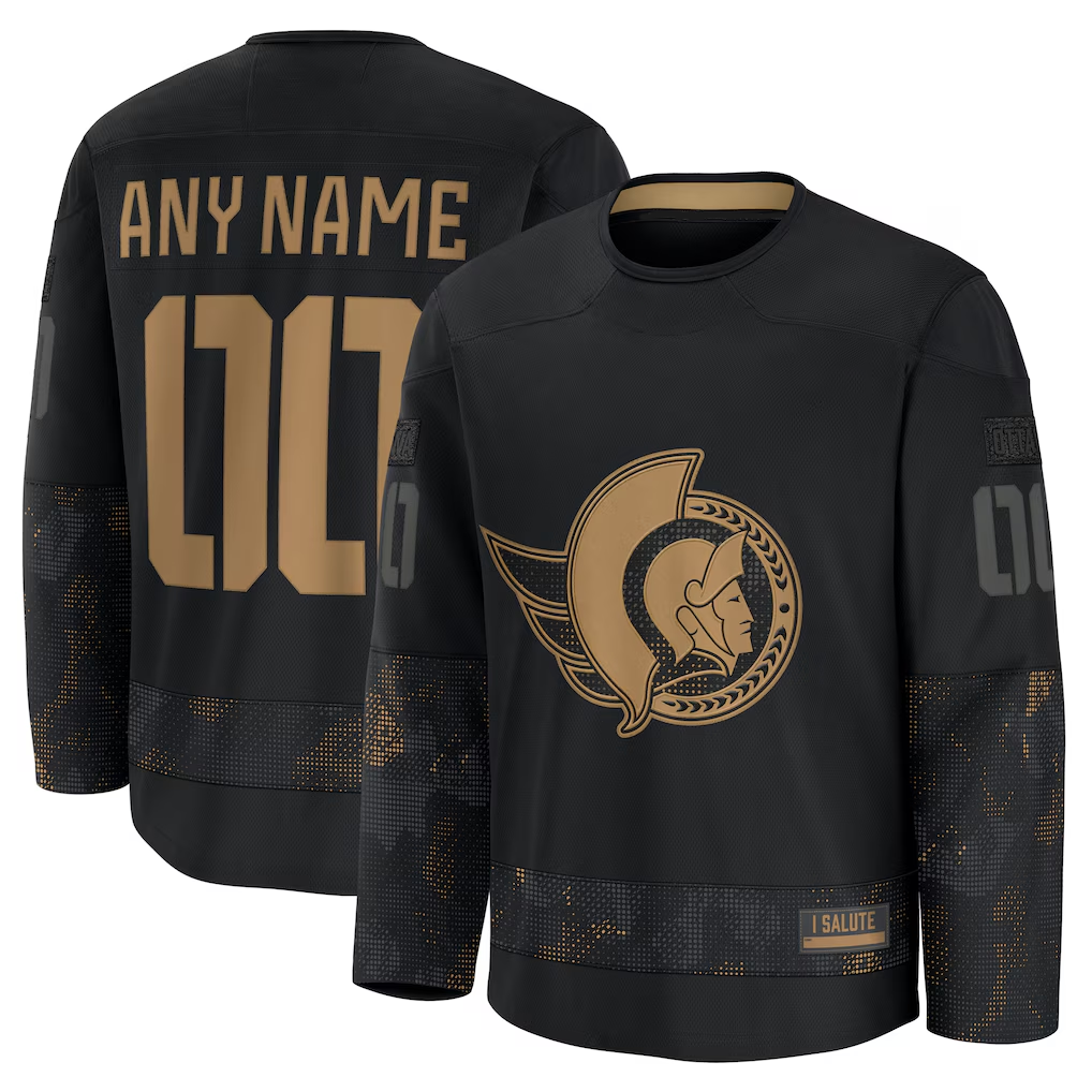 RedF Custom O.Senators Black 2024 Military Appreciation Practice Jerseys