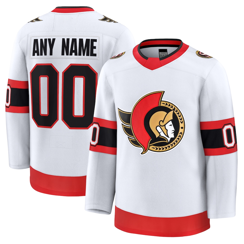 RedF Custom O.Senators White Away Premium Jerseys