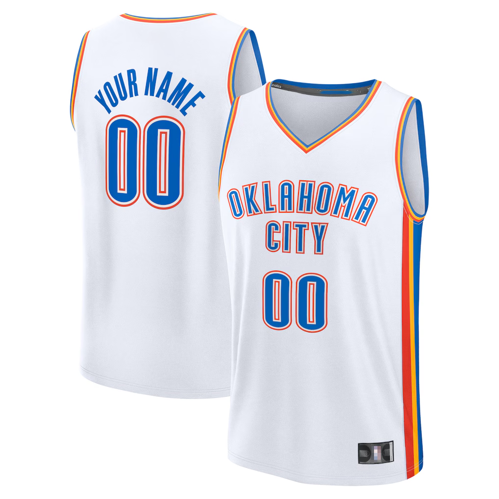 RedF Custom OC.Thunder White Fast Break Stitched Jerseys- Association Edition