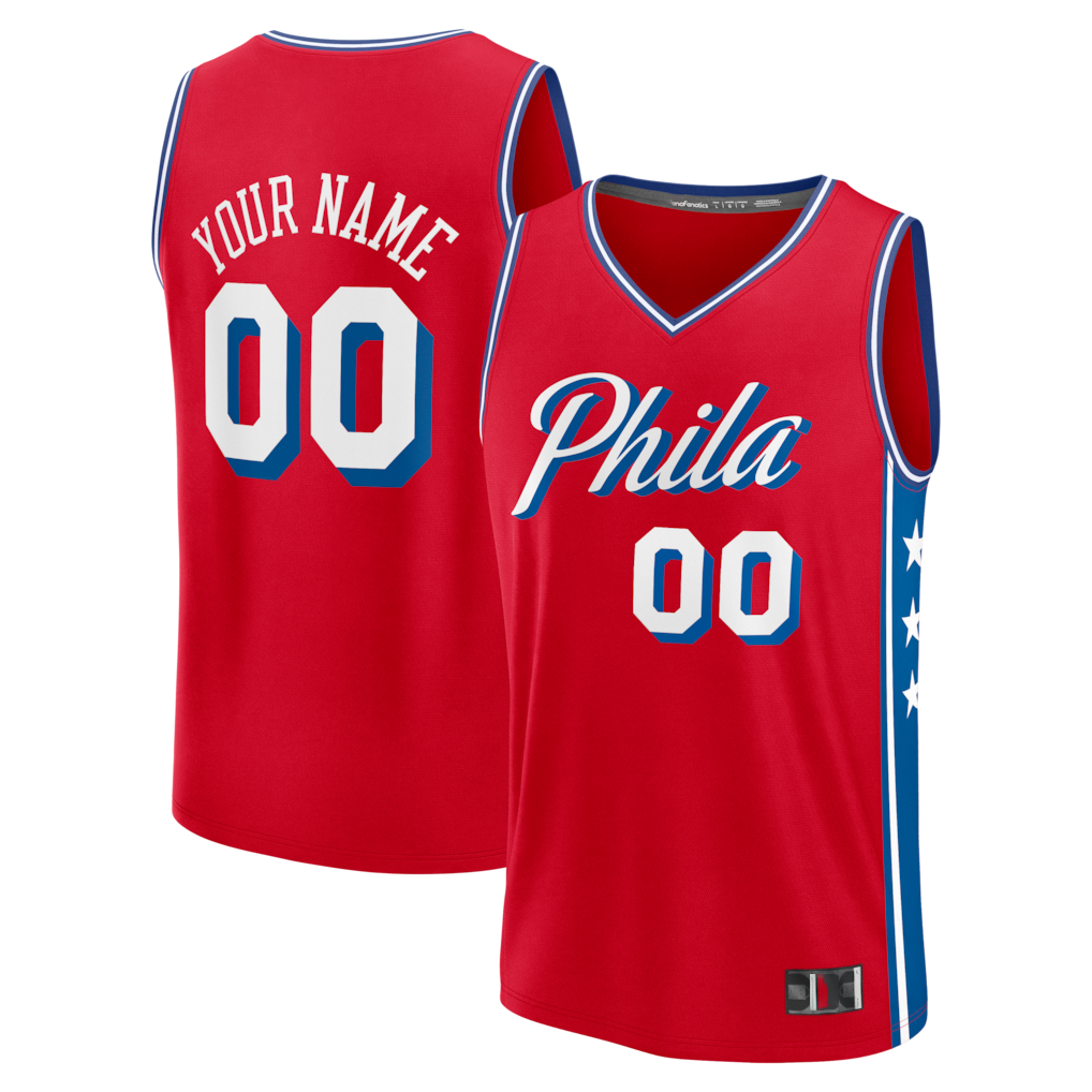 RedF Custom P.76ers Fanatics Red Fast Break Jerseys - Icon Edition