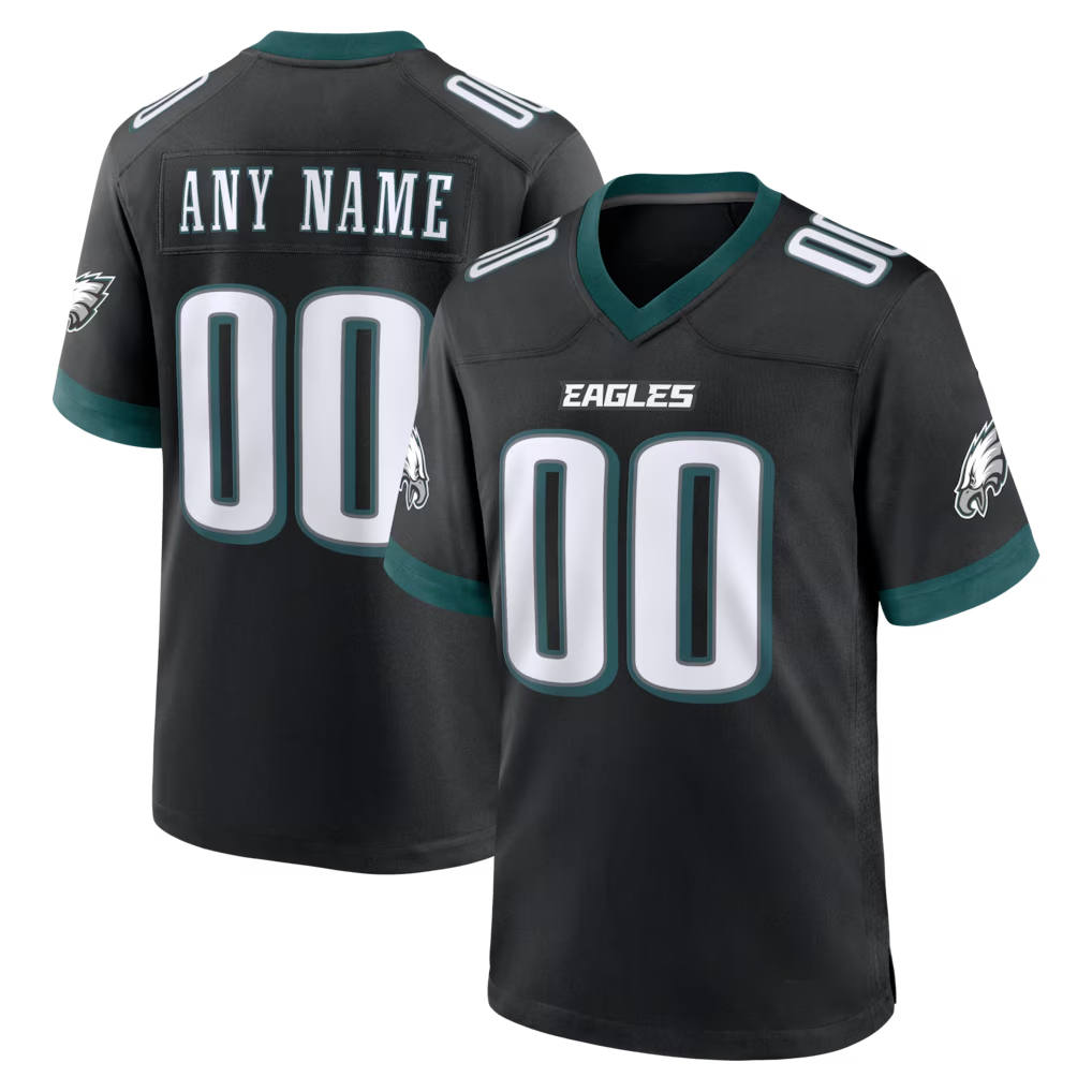 RedF Custom P.Eagles Black Alternate Game Stitched Jerseys
