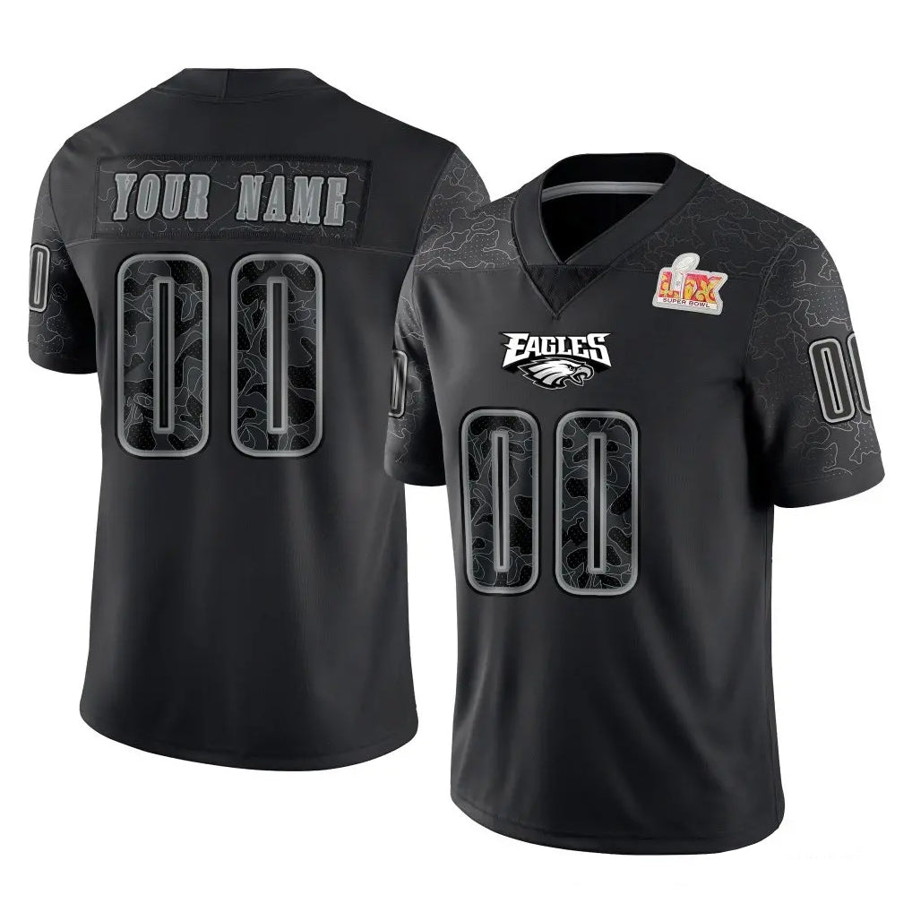 RedF Custom P.Eagles Black Fashion Super Bowl LIX Home Game Any Name & Numbers Stitched Jerseys