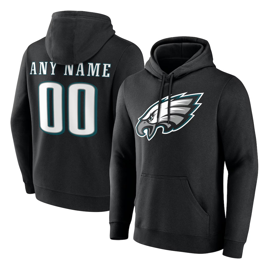 RedF Custom P.Eagles Black LOGO Pullover Hoodies Home Game Any Name & Numbers Stitched Jerseys