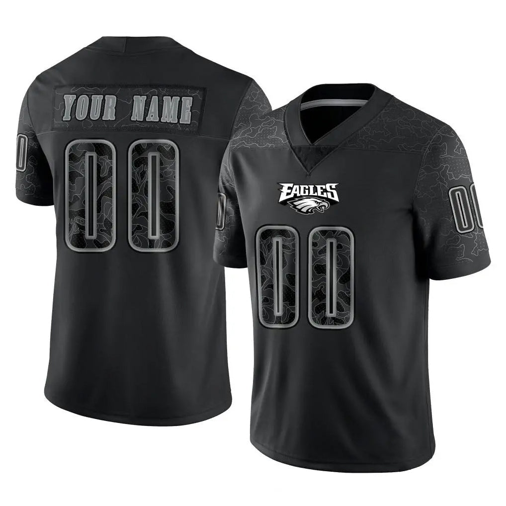 RedF Custom P.Eagles Black Reflective Limited Home Game Any Name & Numbers Stitched Jerseys