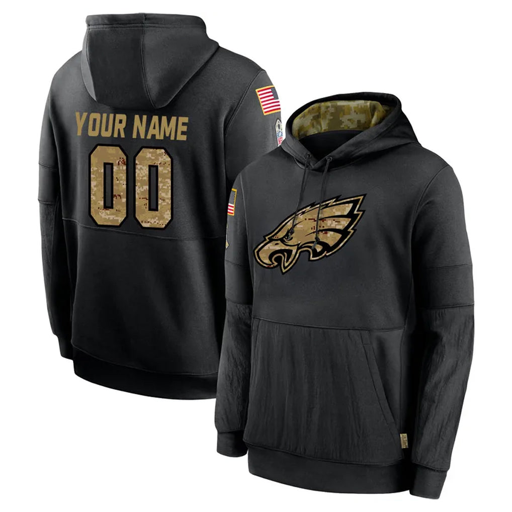 RedF Custom P.Eagles Black Salute to Service Hoodies Limited Game Any Name & Numbers Stitched Jerseys