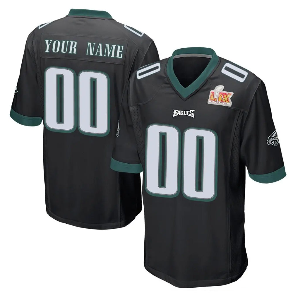 RedF Custom P.Eagles Black Super Bowl LIX Home Game Any Name & Numbers Stitched Jerseys