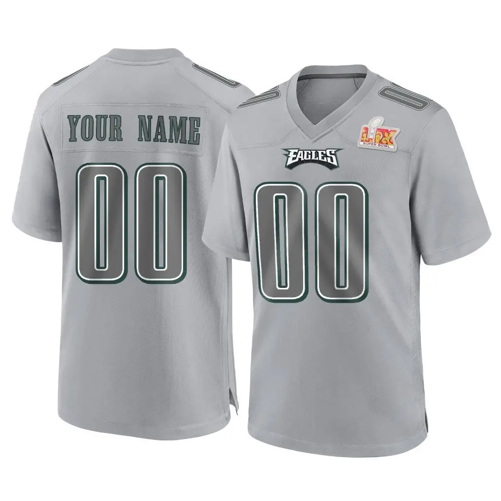 RedF Custom P.Eagles Gray Atmosphere Fashion Super Bowl LIX Home Game Any Name & Numbers Stitched Jerseys