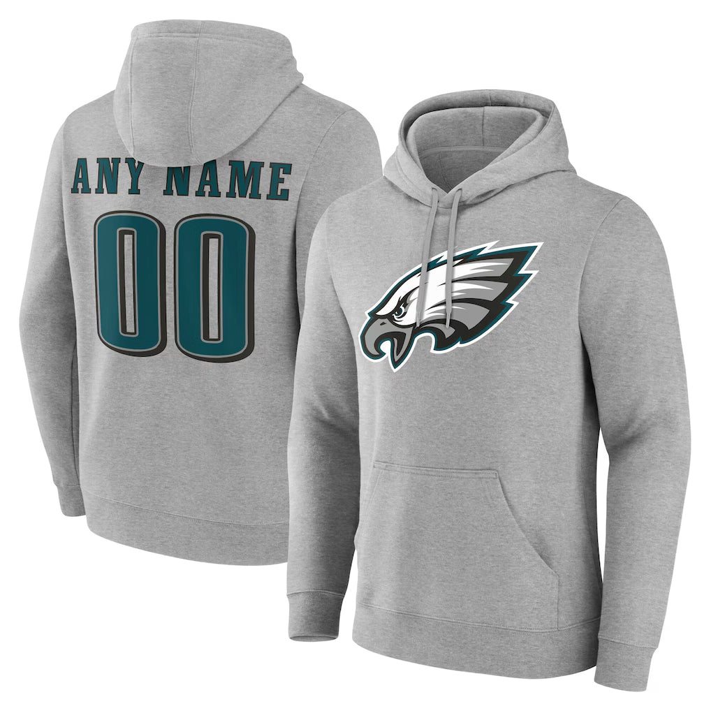 RedF Custom P.Eagles Gray LOGO Pullover Hoodies Home Game Any Name & Numbers Stitched Jerseys